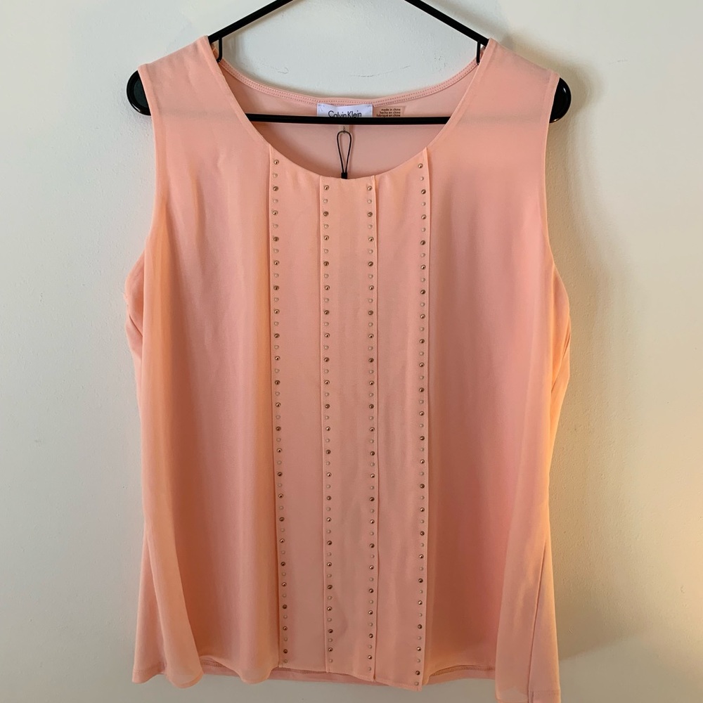 NWT Calvin Klein Coral Chiffon tank size Large